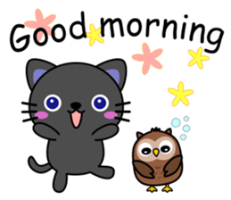 Black cat and owl sticker #15524461