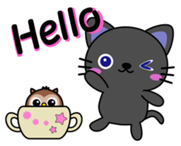 Black cat and owl sticker #15524463