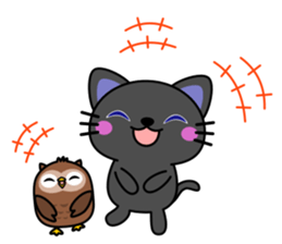 Black cat and owl sticker #15524482