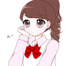 Cute female senior high school student sticker #15529214