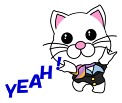 A flight Attendant of white cat sticker #15533700