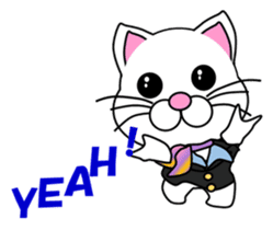 A flight Attendant of white cat sticker #15533700