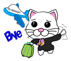 A flight Attendant of white cat sticker #15533713