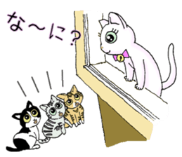 Stray cats in the garden. + kittens sticker #15553073