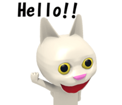 3D White Cat sticker #15576732