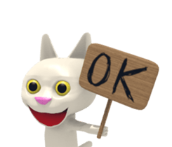 3D White Cat sticker #15576743