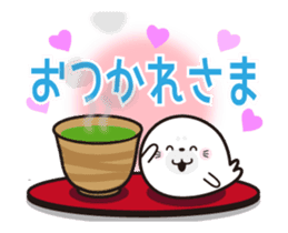 White and round cute character sticker #15589181