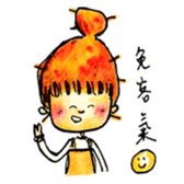 Orange Puffy Hair sticker #15606115
