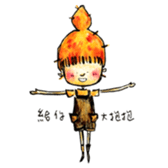 Orange Puffy Hair sticker #15606125