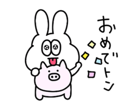 A thick rabbit says a pun sticker #15607967