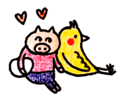 Cockatiel and pig sticker #15612438