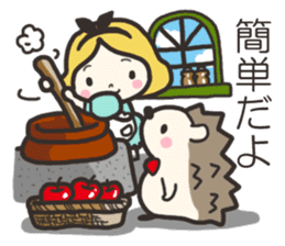 A lovely girl and a hedgehog 2 sticker #15613479