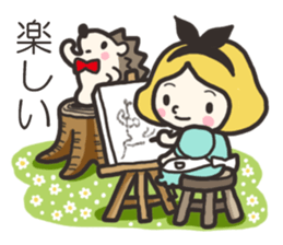 A lovely girl and a hedgehog 2 sticker #15613509