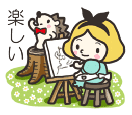 A lovely girl and a hedgehog 2 sticker #15613509