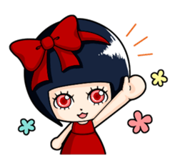 Big red ribbon girl sticker #15676042