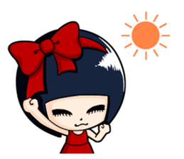 Big red ribbon girl sticker #15676043