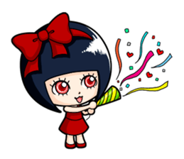 Big red ribbon girl sticker #15676048