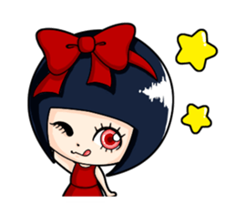 Big red ribbon girl sticker #15676064