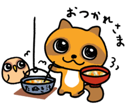 Cheeky raccoon dog Small owl sticker #15688390