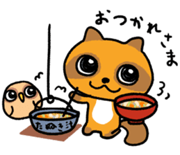 Cheeky raccoon dog Small owl sticker #15688390