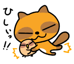 Cheeky raccoon dog Small owl sticker #15688413