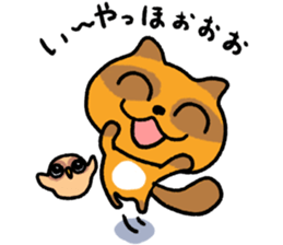 Cheeky raccoon dog Small owl sticker #15688418