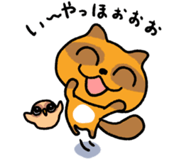 Cheeky raccoon dog Small owl sticker #15688418