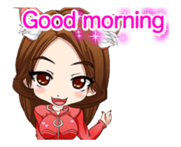 Cat ear ear leather suit girl English.. sticker #15710530