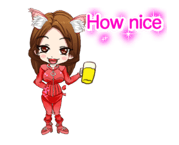 Cat ear ear leather suit girl English.. sticker #15710534