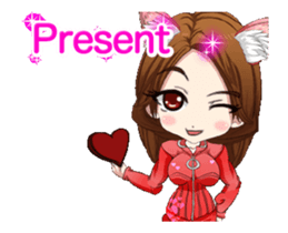 Cat ear ear leather suit girl English.. sticker #15710535