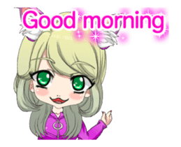 Cat ear ear leather suit girl English.. sticker #15710536