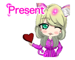 Cat ear ear leather suit girl English.. sticker #15710541