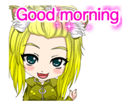 Cat ear ear leather suit girl English.. sticker #15710548