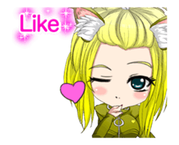 Cat ear ear leather suit girl English.. sticker #15710551