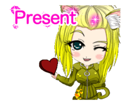 Cat ear ear leather suit girl English.. sticker #15710553