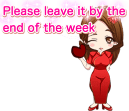 China dress girl cherry blossom English sticker #15712986