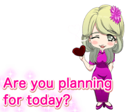 China dress girl cherry blossom English sticker #15712987