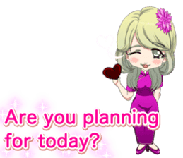 China dress girl cherry blossom English sticker #15712987