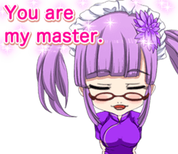 China dress girl cherry blossom English sticker #15712992