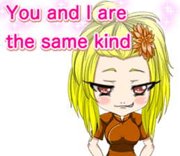 China dress girl cherry blossom English sticker #15712993