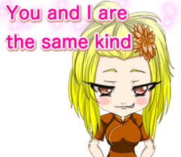 China dress girl cherry blossom English sticker #15712993