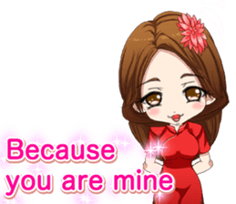 China dress girl cherry blossom English sticker #15712994