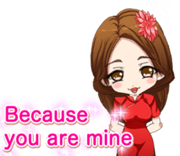 China dress girl cherry blossom English sticker #15712994