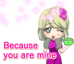 China dress girl cherry blossom English sticker #15712995