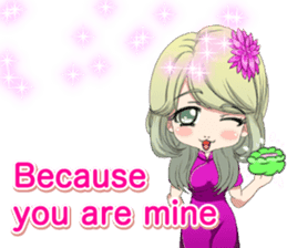 China dress girl cherry blossom English sticker #15712995