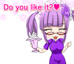 China dress girl cherry blossom English sticker #15712996