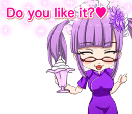 China dress girl cherry blossom English sticker #15712996