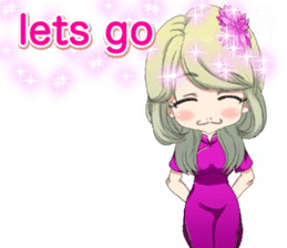 China dress girl cherry blossom English sticker #15712999