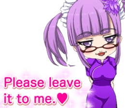 China dress girl cherry blossom English sticker #15713000