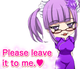 China dress girl cherry blossom English sticker #15713000